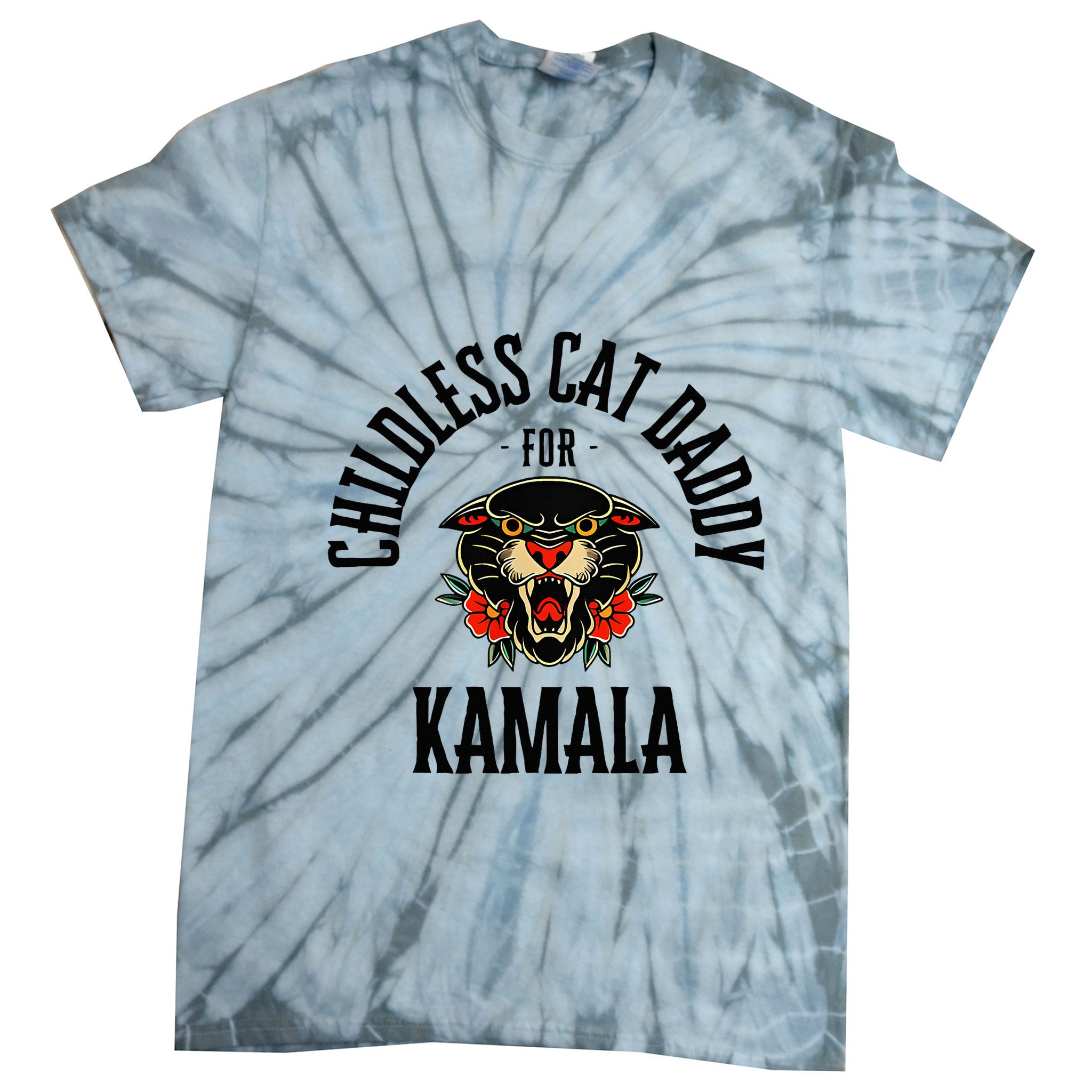 Childless Cat Daddy For Kamala Against Fascism Feminist Tie-Dye T-Shirt