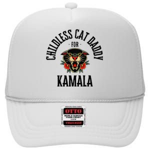 Childless Cat Daddy For Kamala Against Fascism Feminist High Crown Mesh Back Trucker Hat