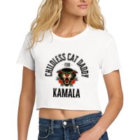 Childless Cat Daddy For Kamala Against Fascism Feminist Women's Crop Top Tee