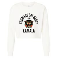 Childless Cat Daddy For Kamala Against Fascism Feminist Cropped Pullover Crew