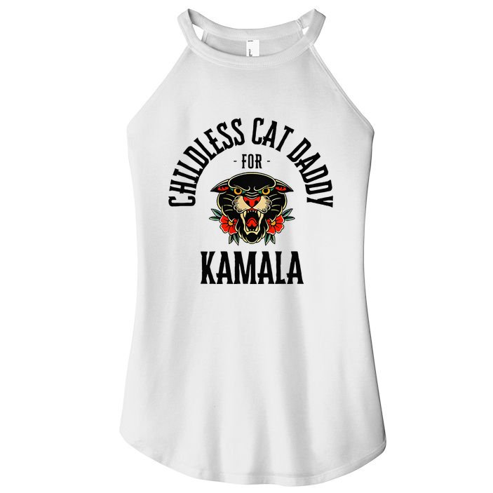 Childless Cat Daddy For Kamala Against Fascism Feminist Women's Perfect Tri Rocker Tank