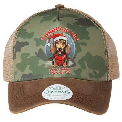 Cute Christmas Dachshund Dog Through The Snow Xmas Holiday Gift Legacy Tie Dye Trucker Hat