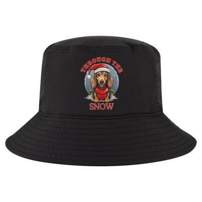 Cute Christmas Dachshund Dog Through The Snow Xmas Holiday Gift Cool Comfort Performance Bucket Hat