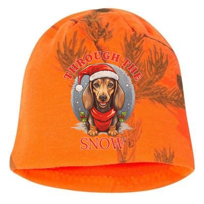 Cute Christmas Dachshund Dog Through The Snow Xmas Holiday Gift Kati - Camo Knit Beanie