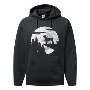 Cane Corso Dog Full Moon At Night Pet Owner Cane Corso Performance Fleece Hoodie