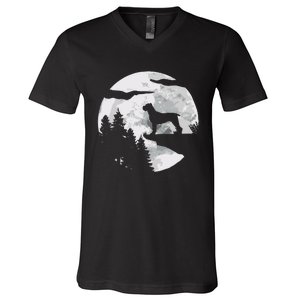 Cane Corso Dog Full Moon At Night Pet Owner Cane Corso V-Neck T-Shirt