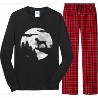 Cane Corso Dog Full Moon At Night Pet Owner Cane Corso Long Sleeve Pajama Set