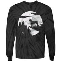 Cane Corso Dog Full Moon At Night Pet Owner Cane Corso Tie-Dye Long Sleeve Shirt