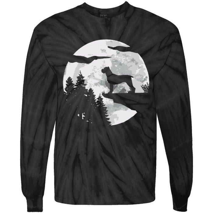 Cane Corso Dog Full Moon At Night Pet Owner Cane Corso Tie-Dye Long Sleeve Shirt