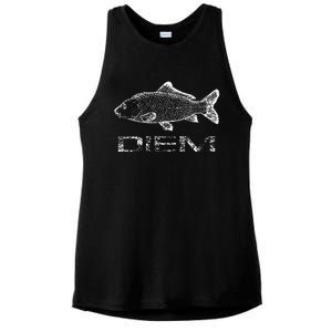 Carp (Carpe) Diem Fishing Fish Ladies PosiCharge Tri-Blend Wicking Tank