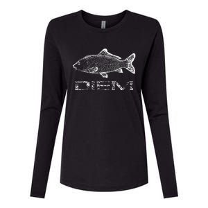 Carp (Carpe) Diem Fishing Fish Womens Cotton Relaxed Long Sleeve T-Shirt