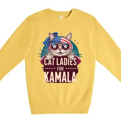 Cute Cat Design Cat Ladies For Kamala Premium Crewneck Sweatshirt