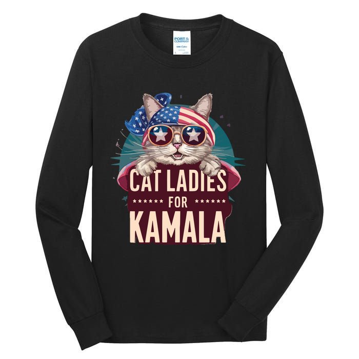 Cute Cat Design Cat Ladies For Kamala Tall Long Sleeve T-Shirt