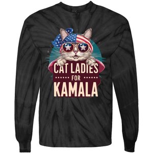 Cute Cat Design Cat Ladies For Kamala Tie-Dye Long Sleeve Shirt