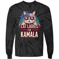 Cute Cat Design Cat Ladies For Kamala Tie-Dye Long Sleeve Shirt