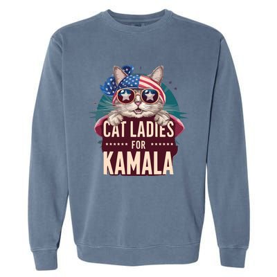 Cute Cat Design Cat Ladies For Kamala Garment-Dyed Sweatshirt