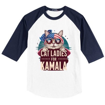 Cute Cat Design Cat Ladies For Kamala Baseball Sleeve Shirt