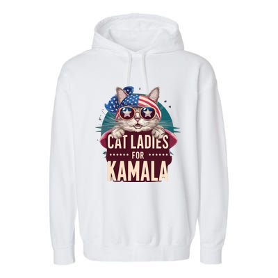 Cute Cat Design Cat Ladies For Kamala Garment-Dyed Fleece Hoodie