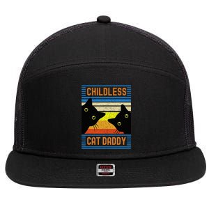 Childless Cat Daddy 2024 For President Cat Dad 7 Panel Mesh Trucker Snapback Hat