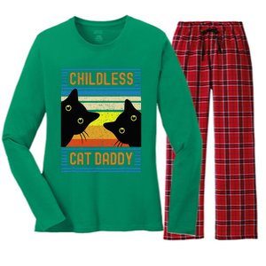 Childless Cat Daddy 2024 For President Cat Dad Women's Long Sleeve Flannel Pajama Set 