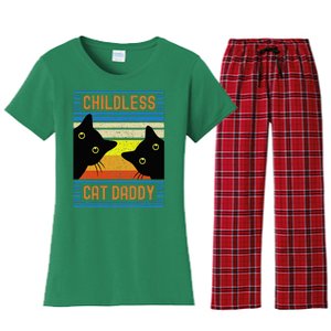 Childless Cat Daddy 2024 For President Cat Dad Women's Flannel Pajama Set