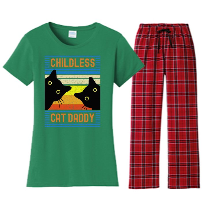 Childless Cat Daddy 2024 For President Cat Dad Women's Flannel Pajama Set