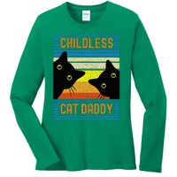 Childless Cat Daddy 2024 For President Cat Dad Ladies Long Sleeve Shirt