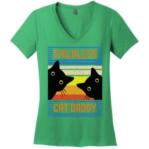 Childless Cat Daddy 2024 For President Cat Dad Women's V-Neck T-Shirt