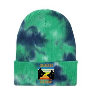 Childless Cat Daddy 2024 For President Cat Dad Tie Dye 12in Knit Beanie