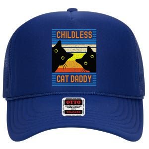 Childless Cat Daddy 2024 For President Cat Dad High Crown Mesh Back Trucker Hat