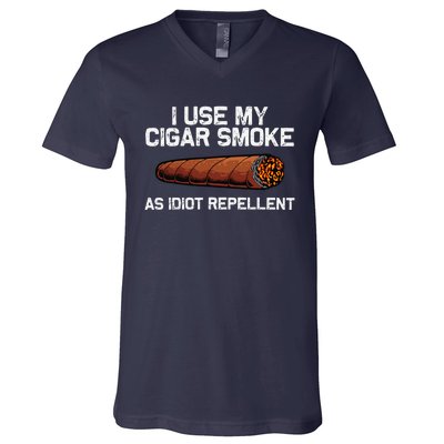 Cool Cigar Dad Tobacco Smoker Cigar Lovers Smoking V-Neck T-Shirt