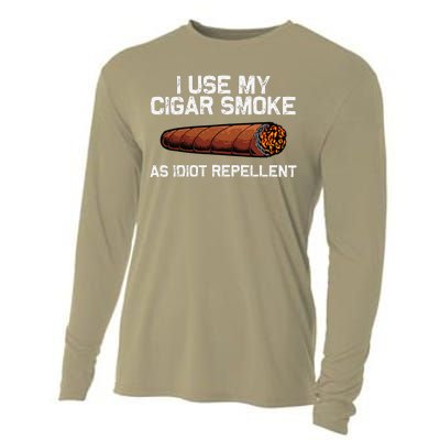 Cool Cigar Dad Tobacco Smoker Cigar Lovers Smoking Cooling Performance Long Sleeve Crew