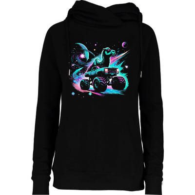 Cool Camel Driving Monster Truck In Cosmic Space Womens Funnel Neck Pullover Hood