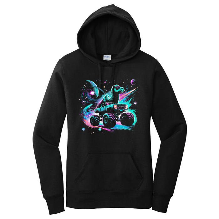 Cool Camel Driving Monster Truck In Cosmic Space Women's Pullover Hoodie