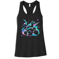 Cool Camel Driving Monster Truck In Cosmic Space Women's Racerback Tank