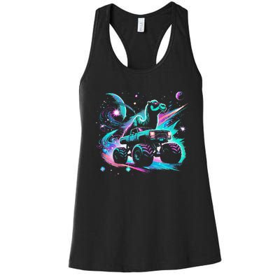 Cool Camel Driving Monster Truck In Cosmic Space Women's Racerback Tank