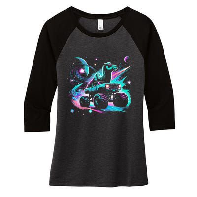 Cool Camel Driving Monster Truck In Cosmic Space Women's Tri-Blend 3/4-Sleeve Raglan Shirt