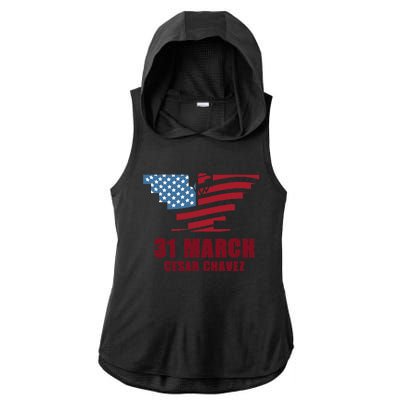 Cesar Chavez Day March 31 Si Se Puede Ladies PosiCharge Tri-Blend Wicking Draft Hoodie Tank