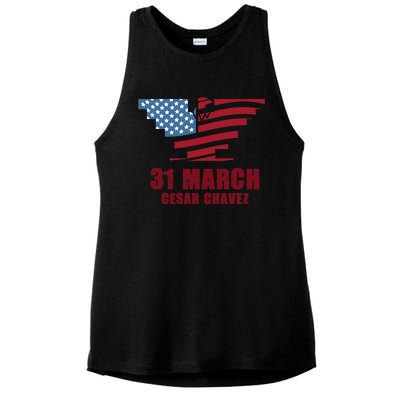 Cesar Chavez Day March 31 Si Se Puede Ladies PosiCharge Tri-Blend Wicking Tank