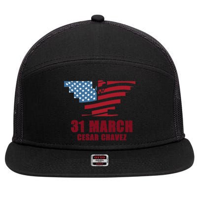 Cesar Chavez Day March 31 Si Se Puede 7 Panel Mesh Trucker Snapback Hat