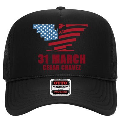 Cesar Chavez Day March 31 Si Se Puede High Crown Mesh Back Trucker Hat