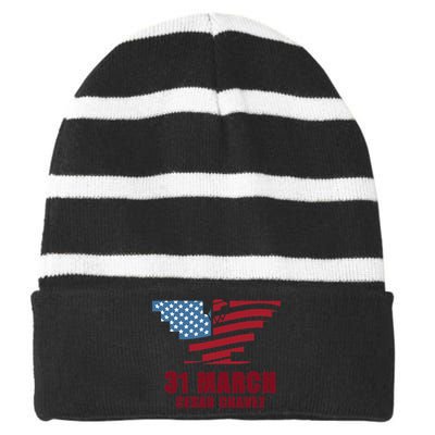 Cesar Chavez Day March 31 Si Se Puede Striped Beanie with Solid Band