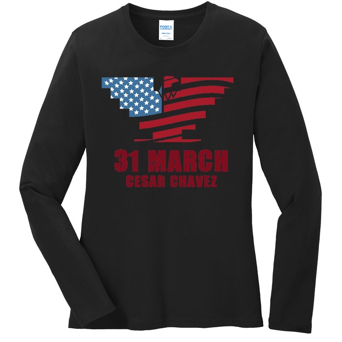 Cesar Chavez Day March 31 Si Se Puede Ladies Long Sleeve Shirt