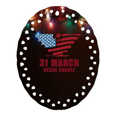 Cesar Chavez Day March 31 Si Se Puede Ceramic Oval Ornament