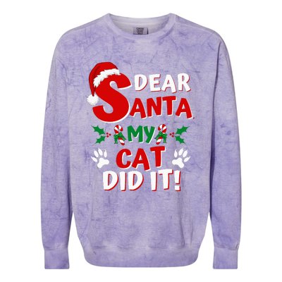 Cat Christmas Dear Santa My Cat Did It Pajama Colorblast Crewneck Sweatshirt