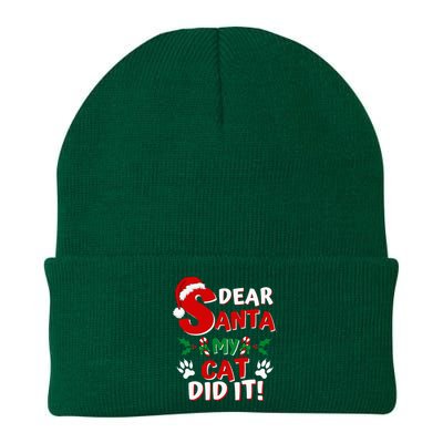 Cat Christmas Dear Santa My Cat Did It Pajama Knit Cap Winter Beanie