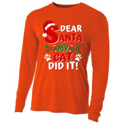 Cat Christmas Dear Santa My Cat Did It Pajama Cooling Performance Long Sleeve Crew