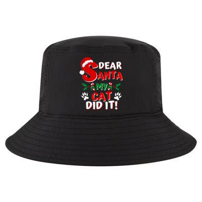 Cat Christmas Dear Santa My Cat Did It Pajama Cool Comfort Performance Bucket Hat