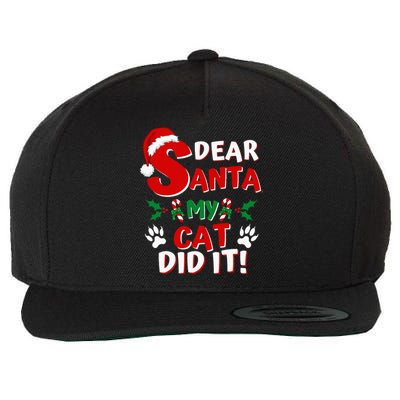 Cat Christmas Dear Santa My Cat Did It Pajama Wool Snapback Cap