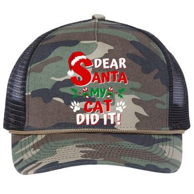 Cat Christmas Dear Santa My Cat Did It Pajama Retro Rope Trucker Hat Cap